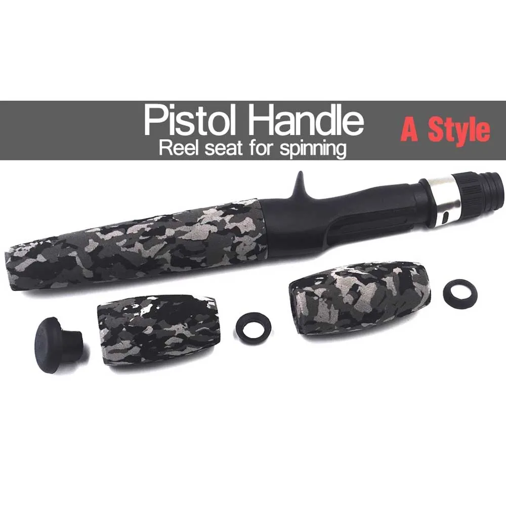 MNFT 1 Juego de mango de caña de pescar fundido y giratorio de cebo de agarre dividido EVA de camuflaje agarre trasero con asiento de carrete para construcción de varillas - imagen 4