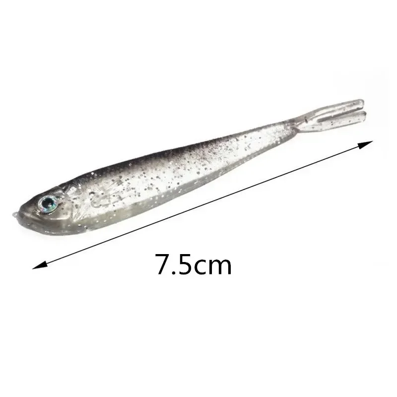 Cebo suave para pesca, Swimbait, cola de horquilla con gancho y sin ganchos, señuelo de pesca, cebo Artificial de silicona, artículos de aparejos de pesca - imagen 5