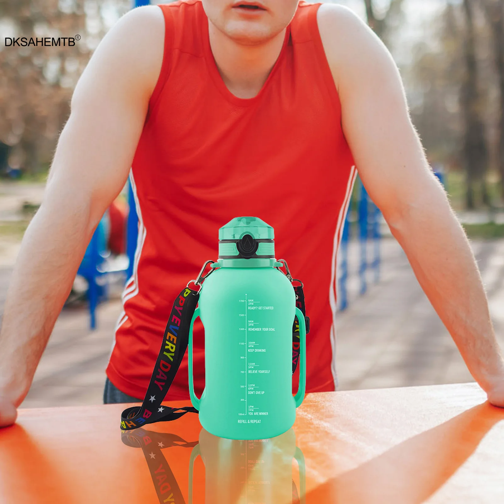 Botella de agua grande y plegable sin BPA, botella de agua motivacional con correa de transporte para gimnasio, Camping, senderismo, viajes y deportes, 2000ml - imagen 2