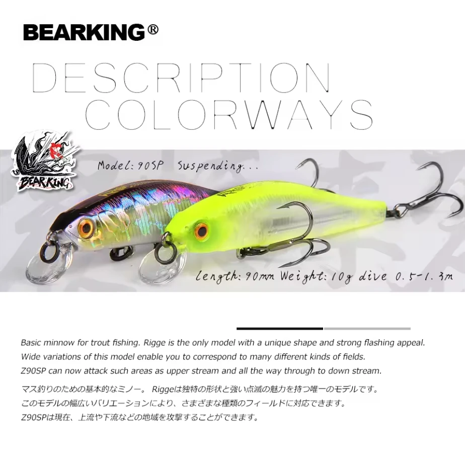 BEARKING 9cm 10g sistema magnético cebo duro Minnow modelo caliente acción perfecta 13 colores diferentes Señuelos de pesca - imagen 4