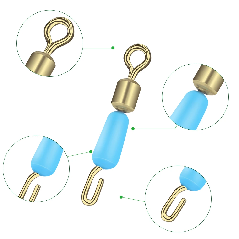 DNDYUJU-rodamientos giratorios de bolas, anillos sólidos, ganchos conectores de pesca, enlace rápido, 50 Uds. - imagen 5
