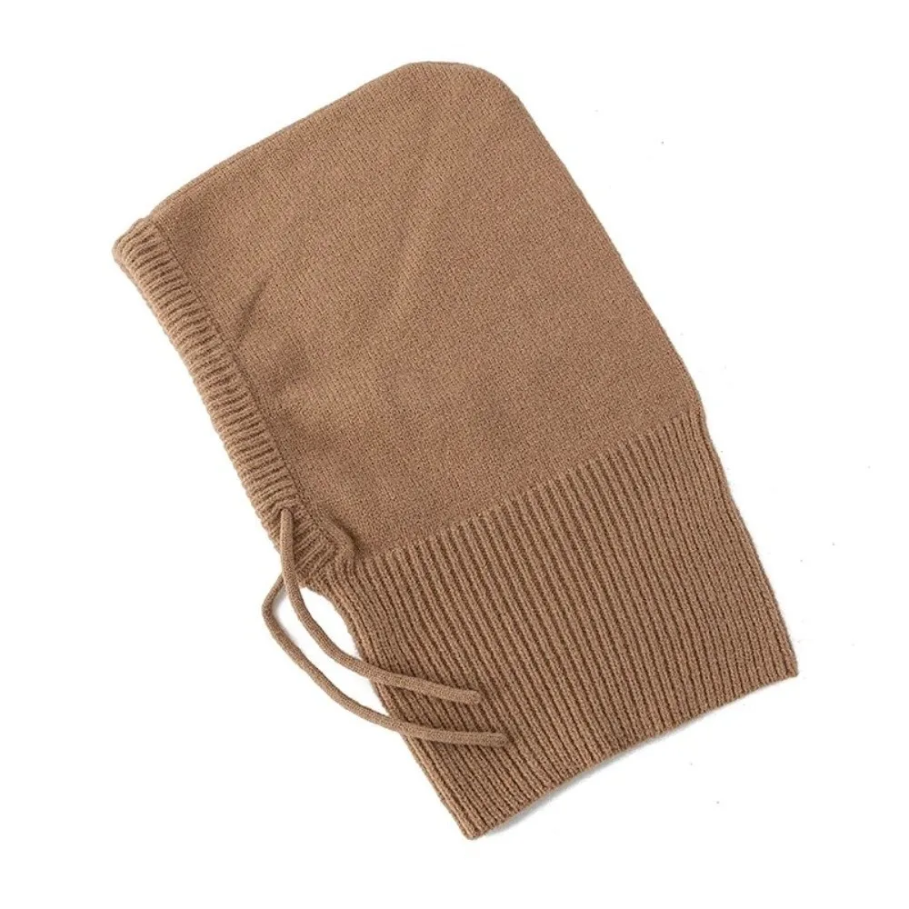Gorros gruesos de punto con capucha para invierno, gorros elásticos con aislamiento cálido, gorro con cordón ajustable a prueba de viento, cuello de una pieza - imagen 3