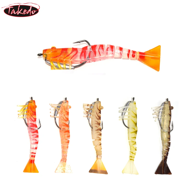 TAKEDO LIVE SHRIMP LV01A 90MM 8G 120MM 17G señuelo de gambas TPR cebo Artificial señuelo suave pesca de camarones señuelo de lubina - imagen 5