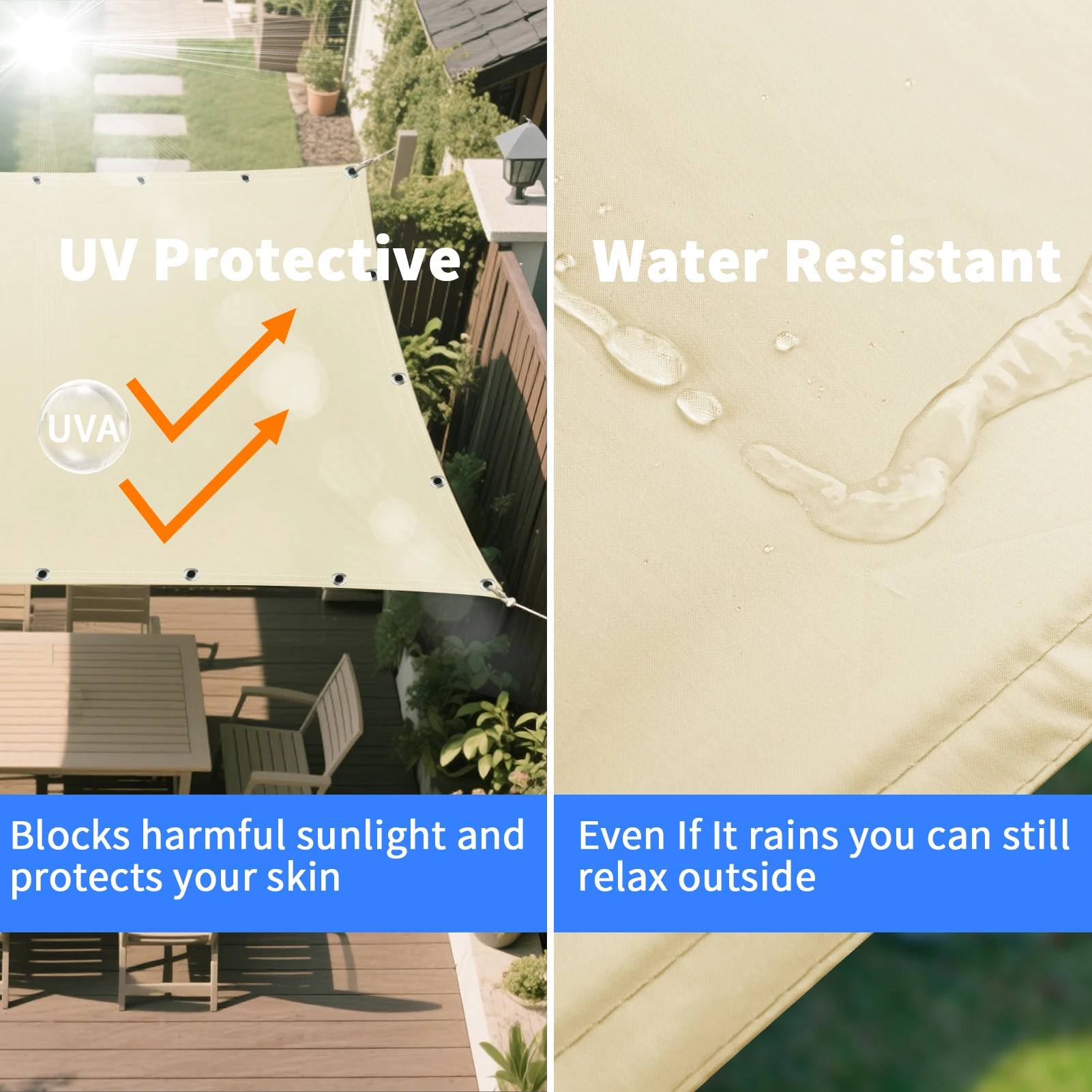 Toldo impermeable 95% bloque UV parasol vela jardín pantalla de privacidad para coche lona cubierta de pérgola dosel refugio solar vela parasol - imagen 4
