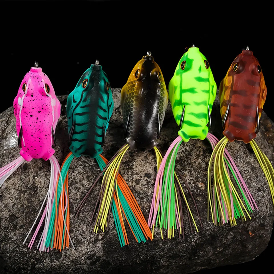 WALK FISH-señuelo de rana de 9G y 12G, cebo de tubo suave de plástico con anzuelos de pesca, ojos artificiales 3D, Topwater Ray Frog, 1 unidad - imagen 3