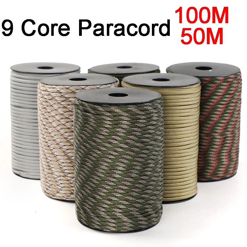Cuerda Paracord 9 núcleos 4mm – Militar resistencia alta pesca y supervivencia