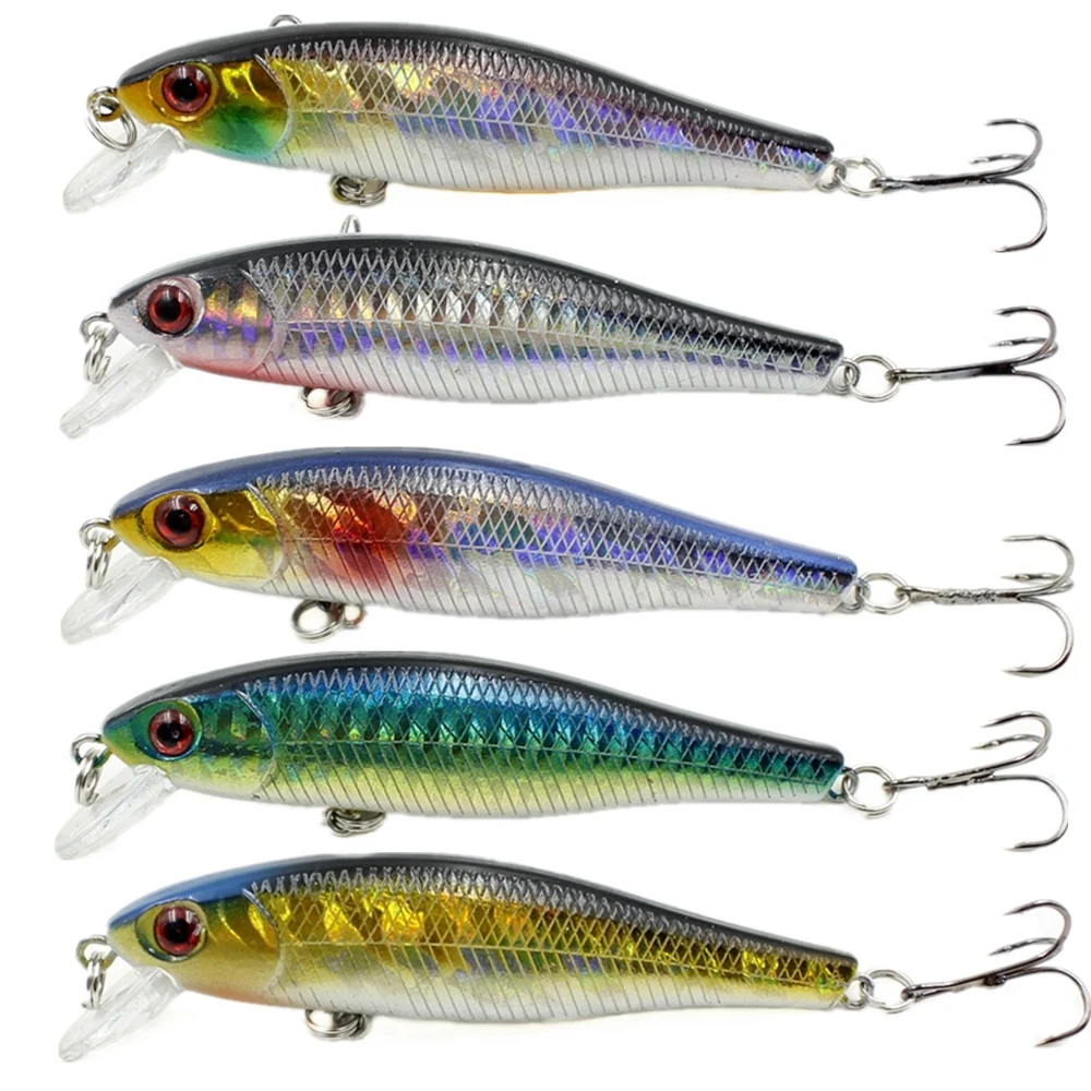 Señuelo de pesca de pececillos, cebo de plástico Artificial duro, láser flotante, Wobblers, 8,6 cm, 9,2g, aparejos de pesca japoneses, 5 unids/lote por caja - imagen 3