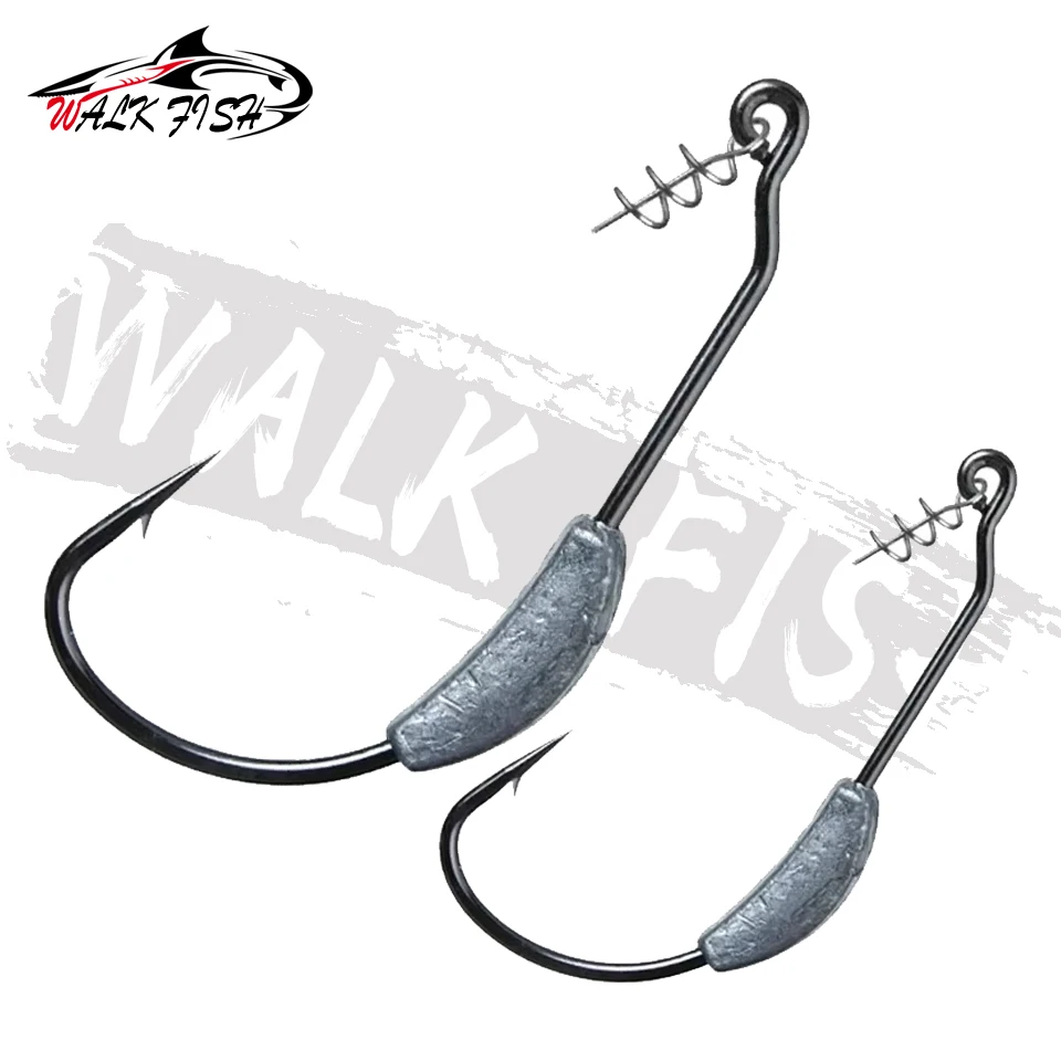 WALK FISH-anzuelo de pesca con cabeza de anzuelo de plomo, 2g, 2,5g, 3g, 5,25g, 7g, Pin de bloqueo de resorte para cebo blando de anzuelos de acero al carbono, aparejos de pesca, 5 uds. - imagen 3