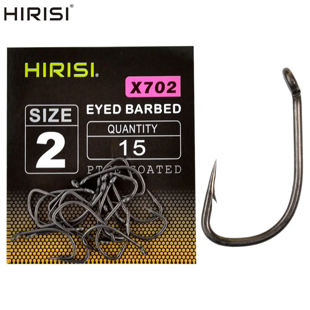 Hirisi-anzuelo con púas de acero al carbono, 15 piezas, PTFE, accesorios de pesca de carpa, X702