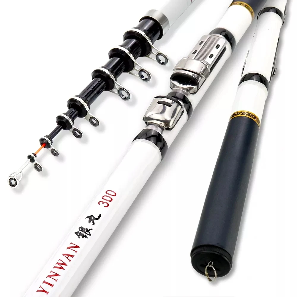 JOSBY Mini caña de pescar portátil de fibra de carbono giratoria telescópica ultraligera barco de viaje de calidad 3,0/2,7/2,4/2,1/1,8/1,5 M - imagen 2