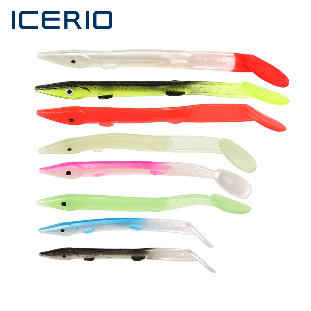 ICERIO-señuelo de pesca de Anguila blanda, 10 piezas, cebos de pesca de agua salada, Sabiki Jig Rig, accesorios de pesca de caballa