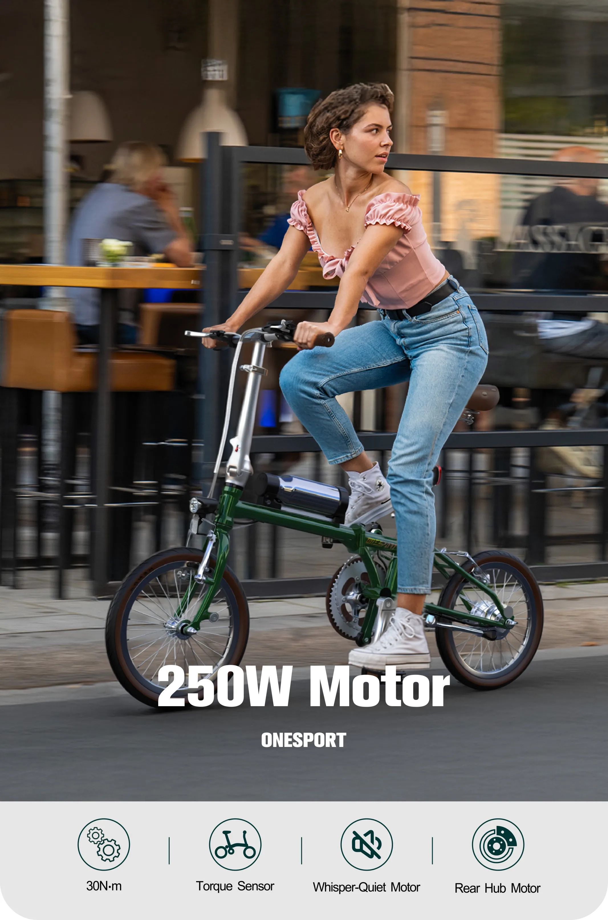 Onesport OT02 bicicleta eléctrica plegable – Ligera urbana 16 pulgadas
