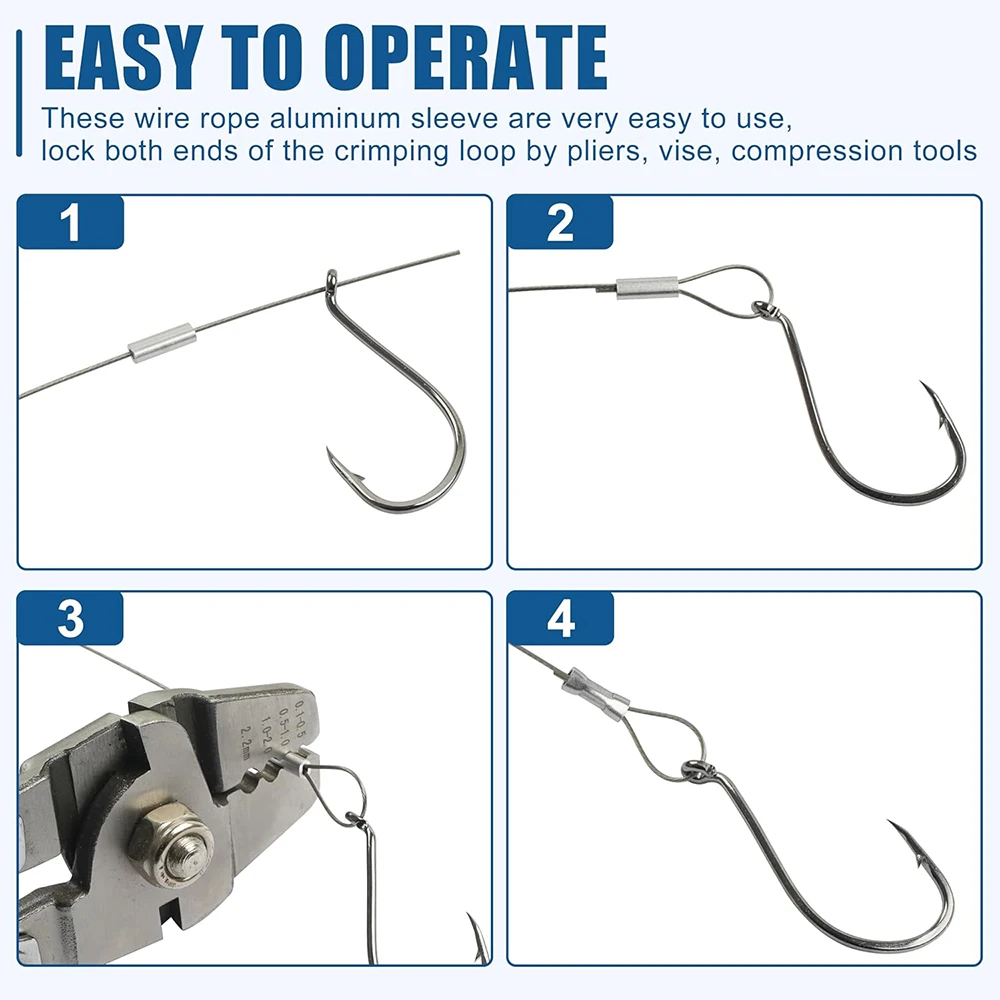 100 Uds mangas de engarce de aluminio de un solo barril mangas de prensado ovaladas conectores de tubo de sedal aparejos de pesca de cuerda de alambre - imagen 5