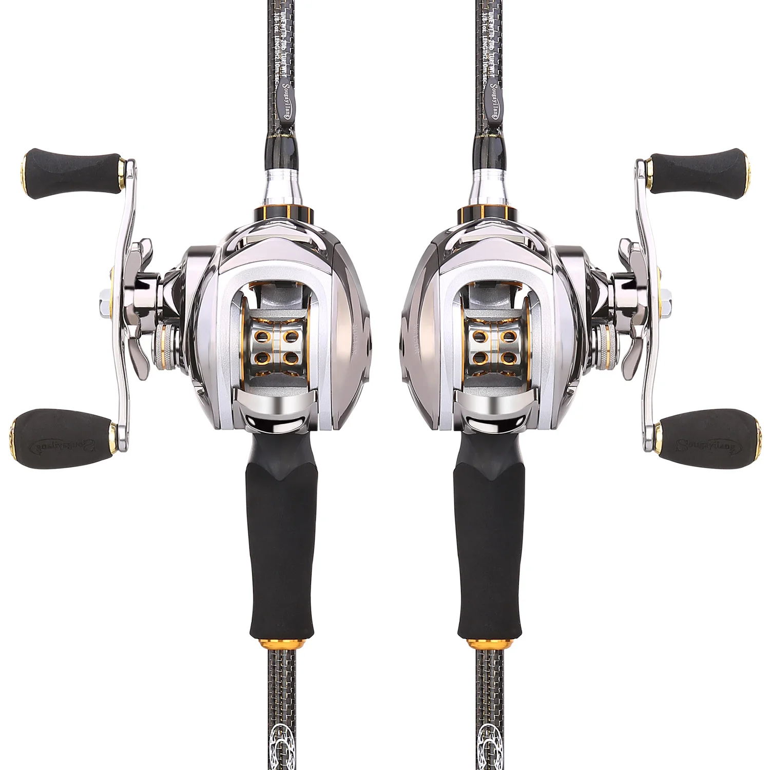 Sougayilang Baitcast Rod Reel Combo portátil 4 secciones M Power Casting caña de pescar con 11 + 1BB Baitcasting Kit de carrete de pesca - imagen 4