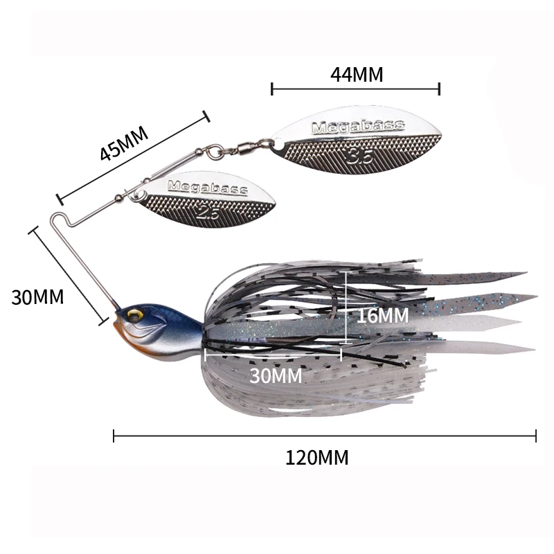 Señuelo giratorio de 18g para pesca, cebo de alambre elástico, plantillas de Metal, falda de silicona, gancho de acero inoxidable, cuchara Wobbler para lubina, Lucio, invierno - imagen 5