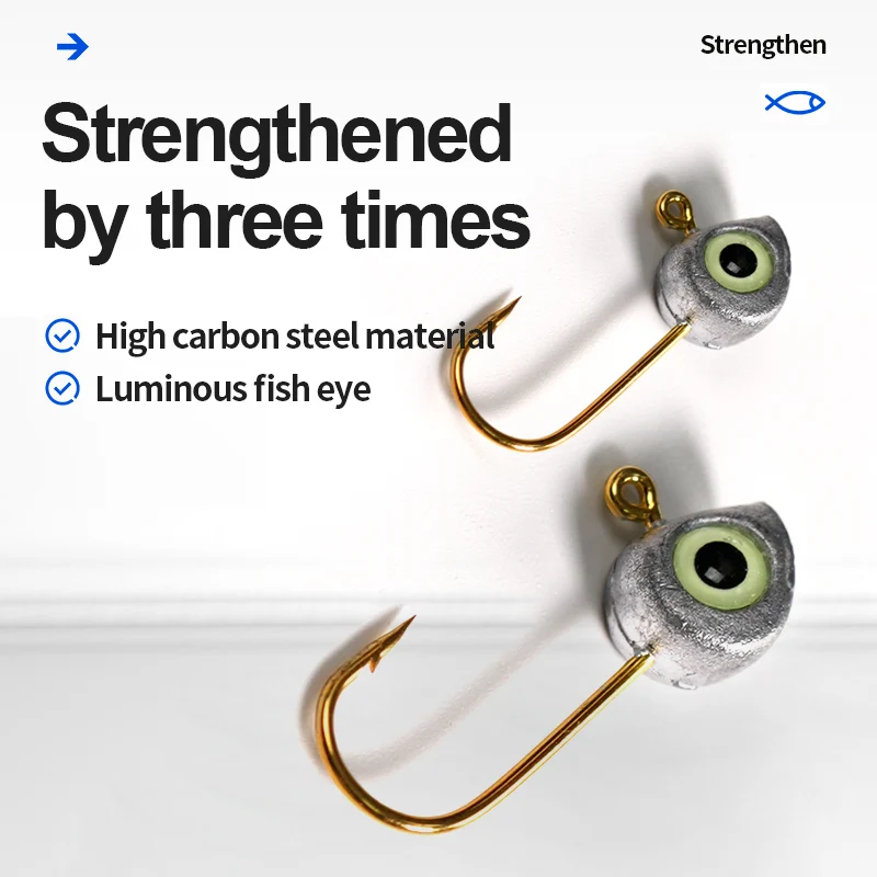 5 uds cabeza de anzuelo de ojo 3D luminosa 1g 2g 3g 4g 5g cabeza de pez de plomo Jigging Compatible con cualquier configuración de cebo suave pesca en hielo de carpa lubina - imagen 5