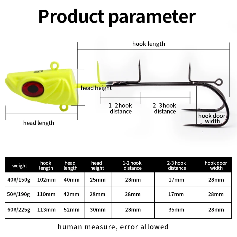 Ruke-anzuelos de pesca Tianya con ojo brillante, anzuelo triple de 150/190/225g, acero rico en carbono para agua dulce y salada, 1 ud. - imagen 2