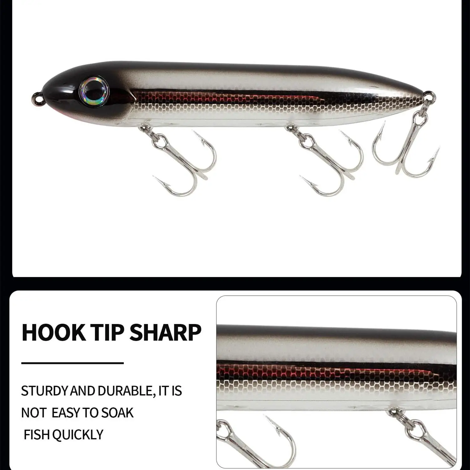 Shynapack-Señuelos de Pesca con lápiz flotante, 126Mm, 20G, Stickbait Topwater Surface Walk The Dog, cebos duros Wobblers para lubina y Lucio - imagen 3