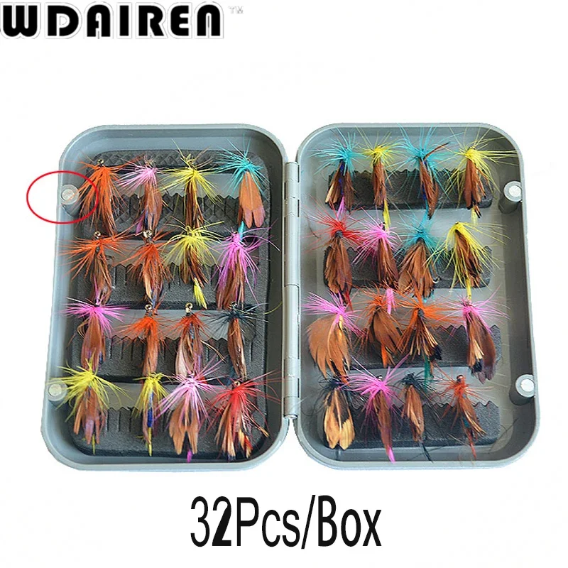 32 unids/caja cebo Artificial para insectos moscas Señuelos de Pesca con mosca cebo libélula Topwater moscas secas para trucha carpa juego de Señuelos de Pesca - imagen 2