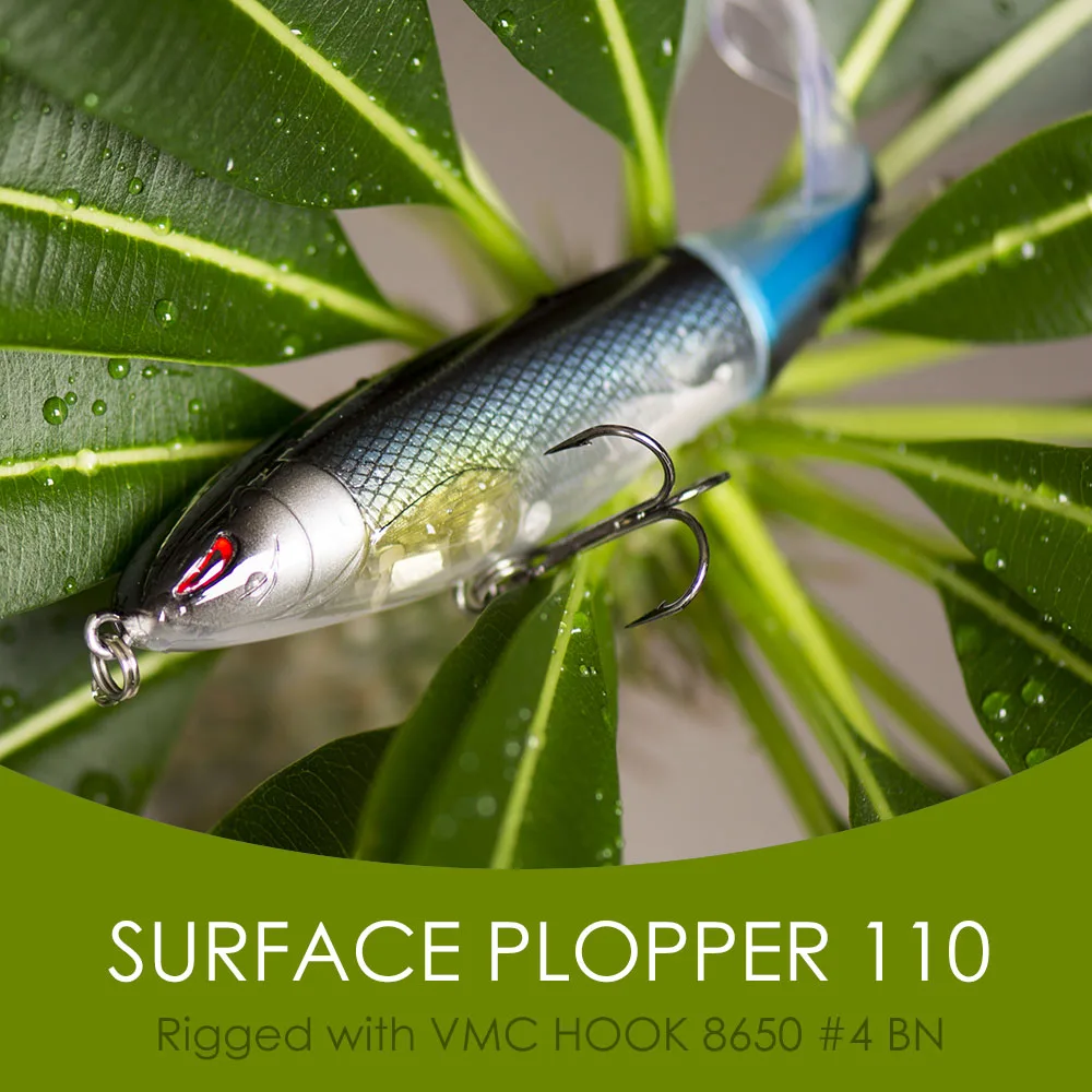 Plopper Whopper de superficie Countbass con ganchos VMC 110mm 4-21/64" 19,7g 11/16 oz, cola giratoria suave Wobbler Popper Topwater - imagen 4