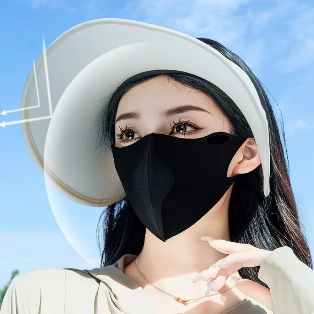 Nueva máscara de seda de hielo transpirable Anti-UV máscara de protección solar a prueba de polvo velo facial lavable regalo - imagen 4