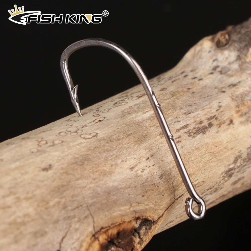 FISH KING SODE-anzuelo de pesca de acero de alto carbono, ganchos de púas de gusano de vástago largo con sedal de 120M, accesorios de pesca de carpa - imagen 5