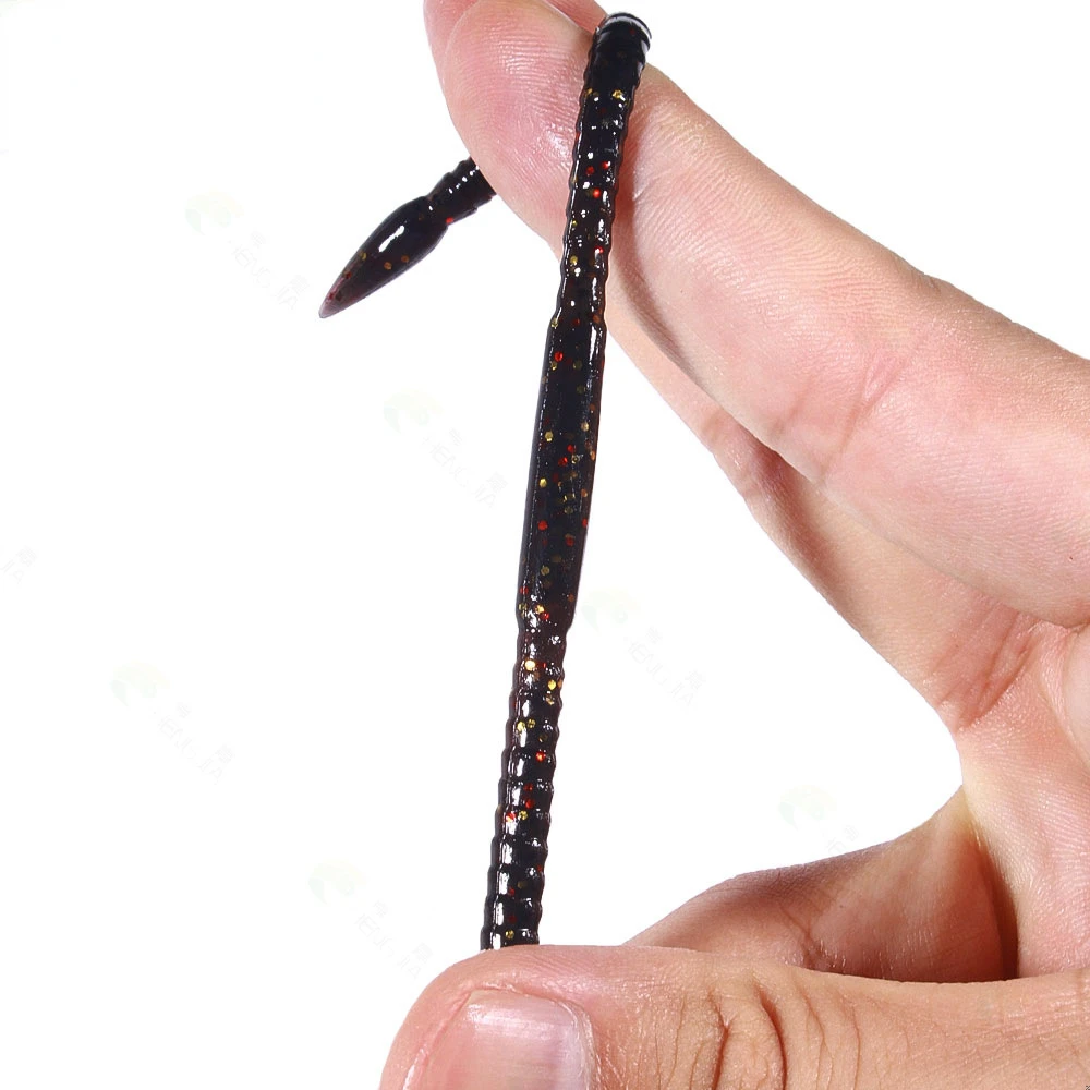 Señuelo de pesca de silicona para gusanos de tierra, cebo Artificial para pececillos, gusanos de agua dulce y salada, Wobblers, aparejos de lubina, 10 piezas, 10cm, 1,8g - imagen 2