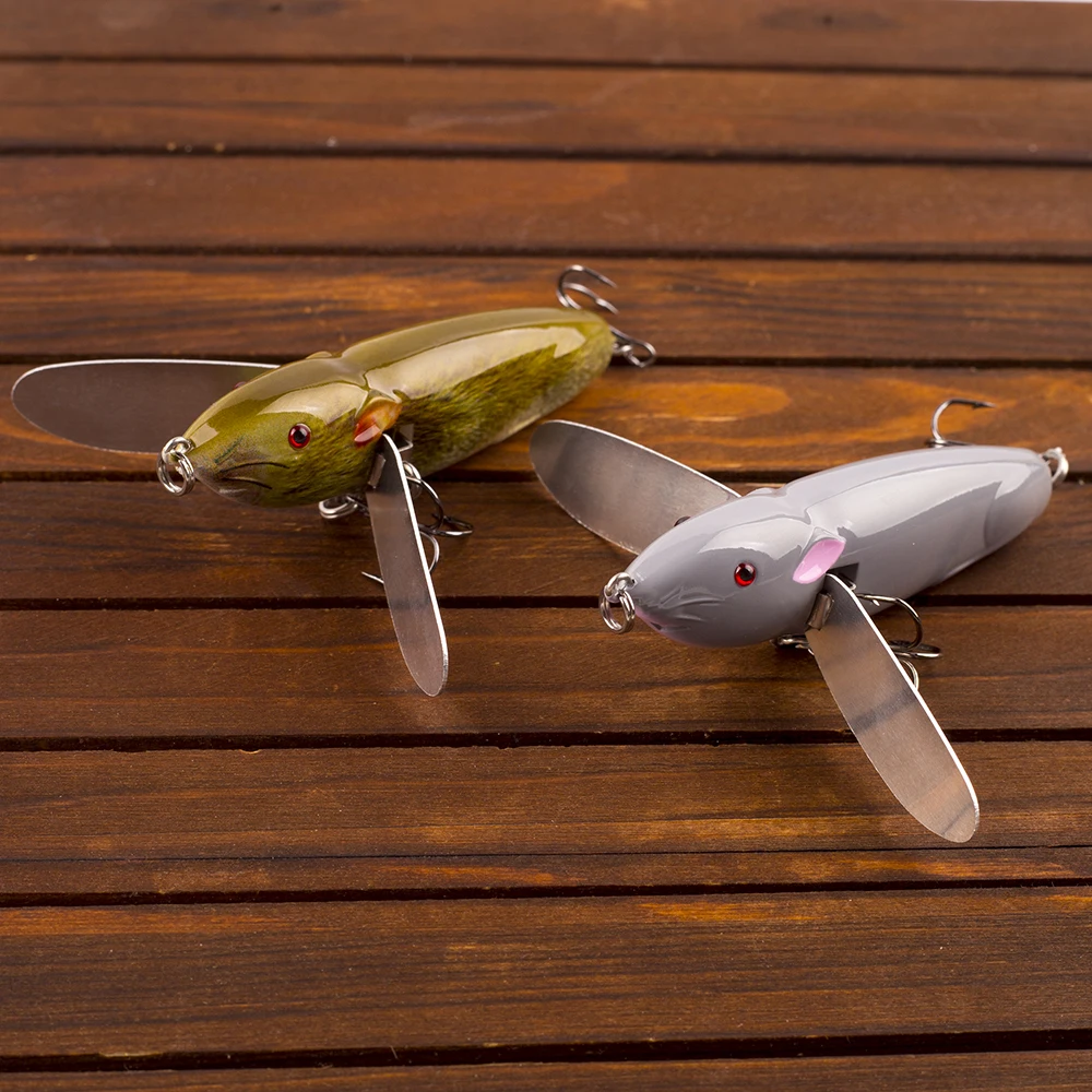 CCLTBA señuelo Topwater de 8cm y 14g, cebo de rata, alas de hoja de Metal, cuerpo duro, Wobblers, Señuelos de Pesca de ratón para lubina, pececillo, aparejos de señuelo - imagen 5