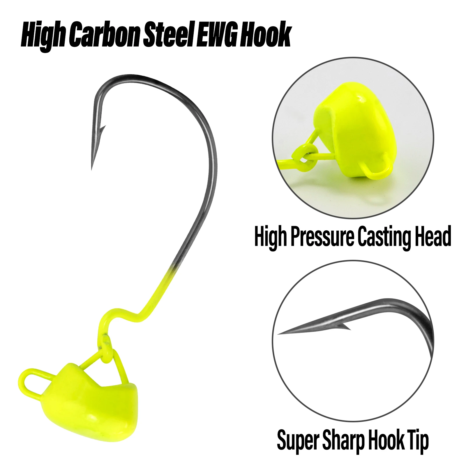 3/5 Uds Ned Rig cabezales de plantilla sin malezas gancho de cabeza de plantilla oscilante para Crappie Swimbait EWG gancho de espacio ancho bajo de agua dulce - imagen 5