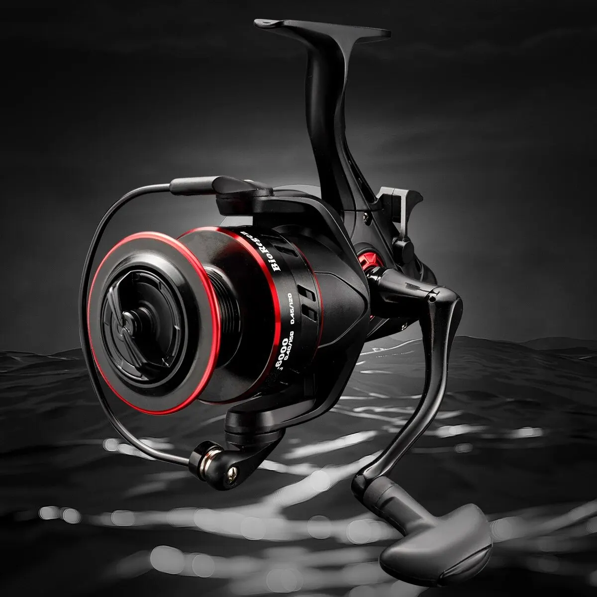 Carrete de pesca giratorio para agua dulce y salada, accesorio de fundición suave de doble freno para carpa, tamaño 5000, 6000 - imagen 2