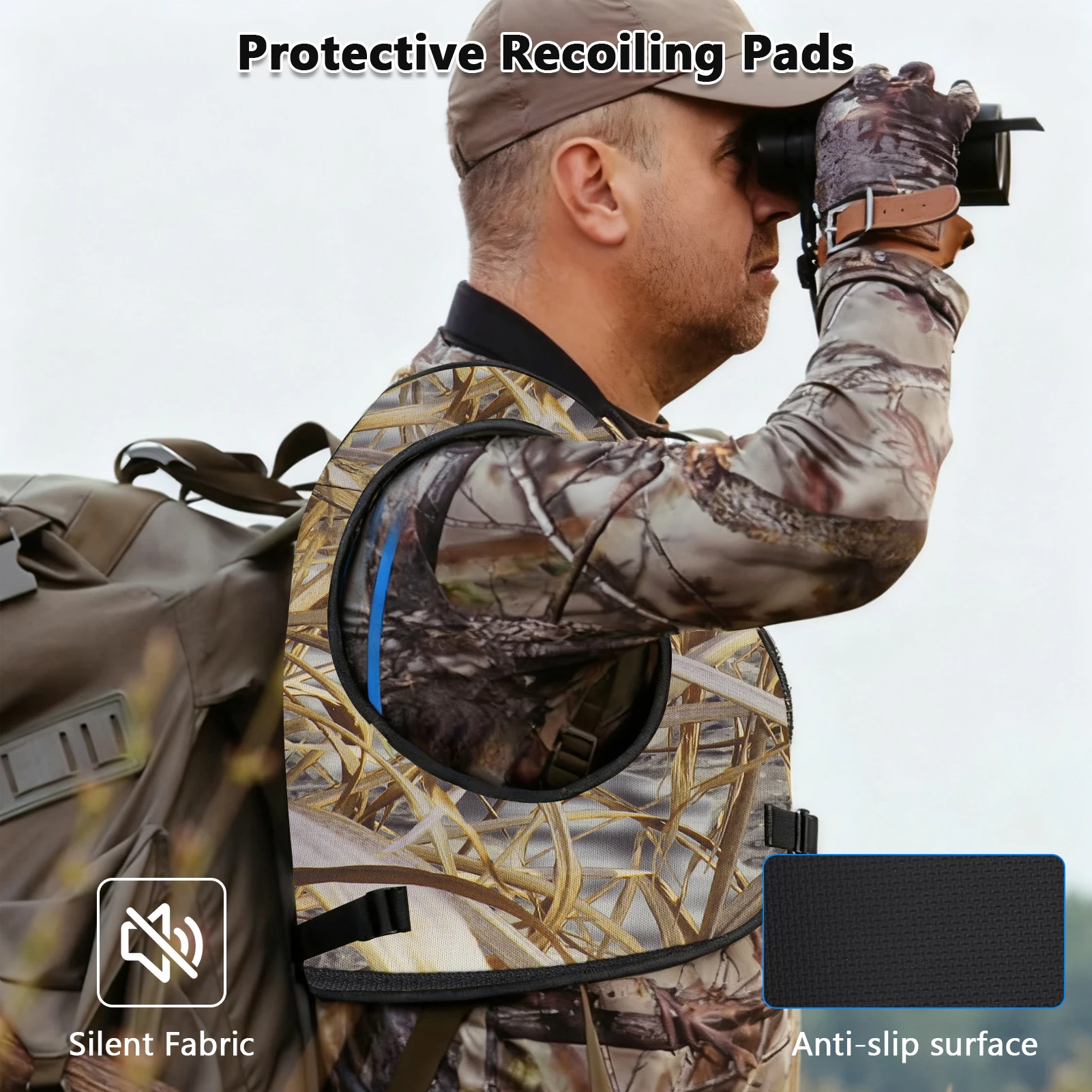 Cojín Hombrera Protector ajustable absorbente de golpes para acolchado de retroceso de rango de mano derecha