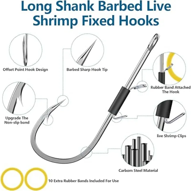 Anzuelo para camarones vivos - Anzuelo de púas para pesca en agua salada/agua dulce - Diseñado para lubina, atún, bagre y lubina rayada - imagen 3
