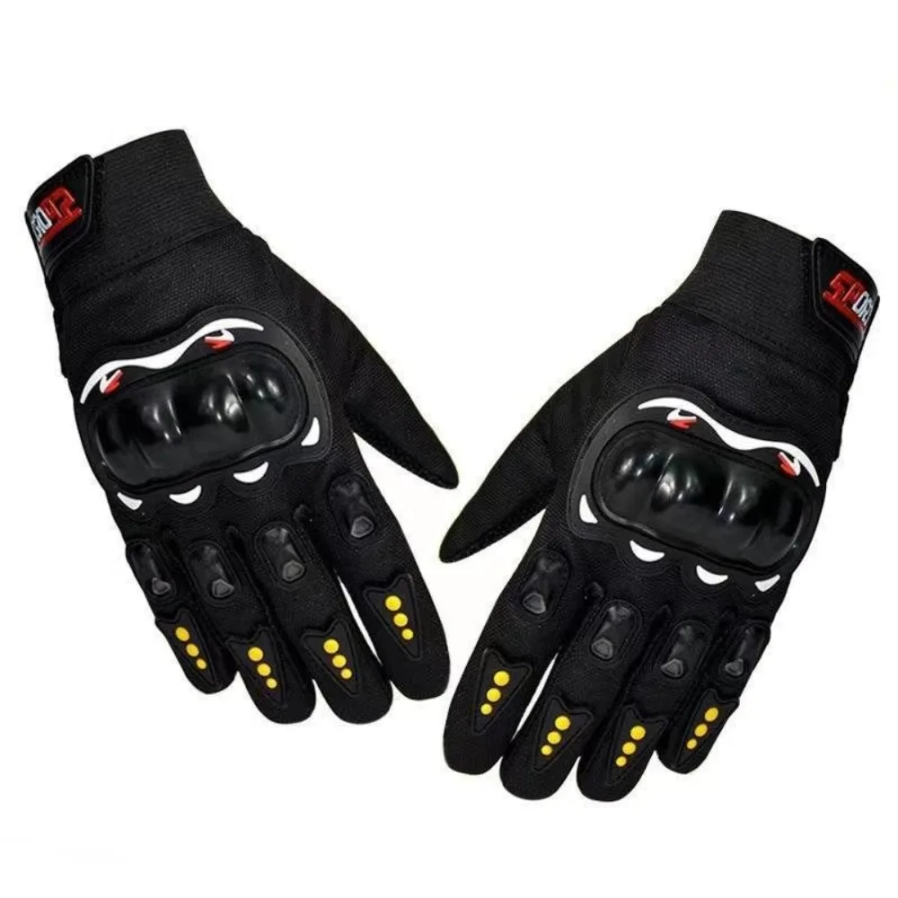 Guantes de poliéster para motociclismo, guantes de ciclismo resistentes al desgaste, color negro, azul y rojo, antideslizantes, transpirables, mitones de medio dedo completo - imagen 2