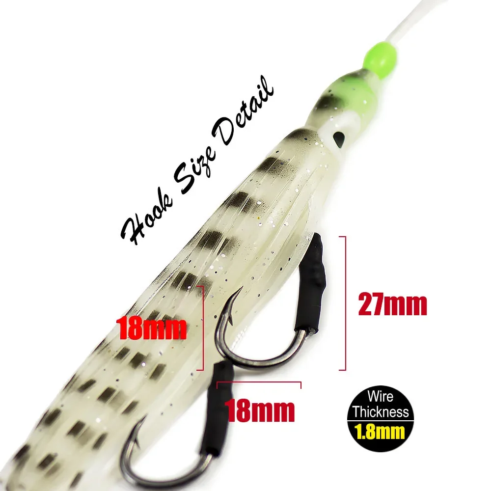 Countbass 24 Uds anzuelos de asistencia con faldas de calamar, ayuda de plantilla Inchiku para tamaño grande, anzuelo de asistencia para Señuelos de Pesca de Jigging de pargo - imagen 4