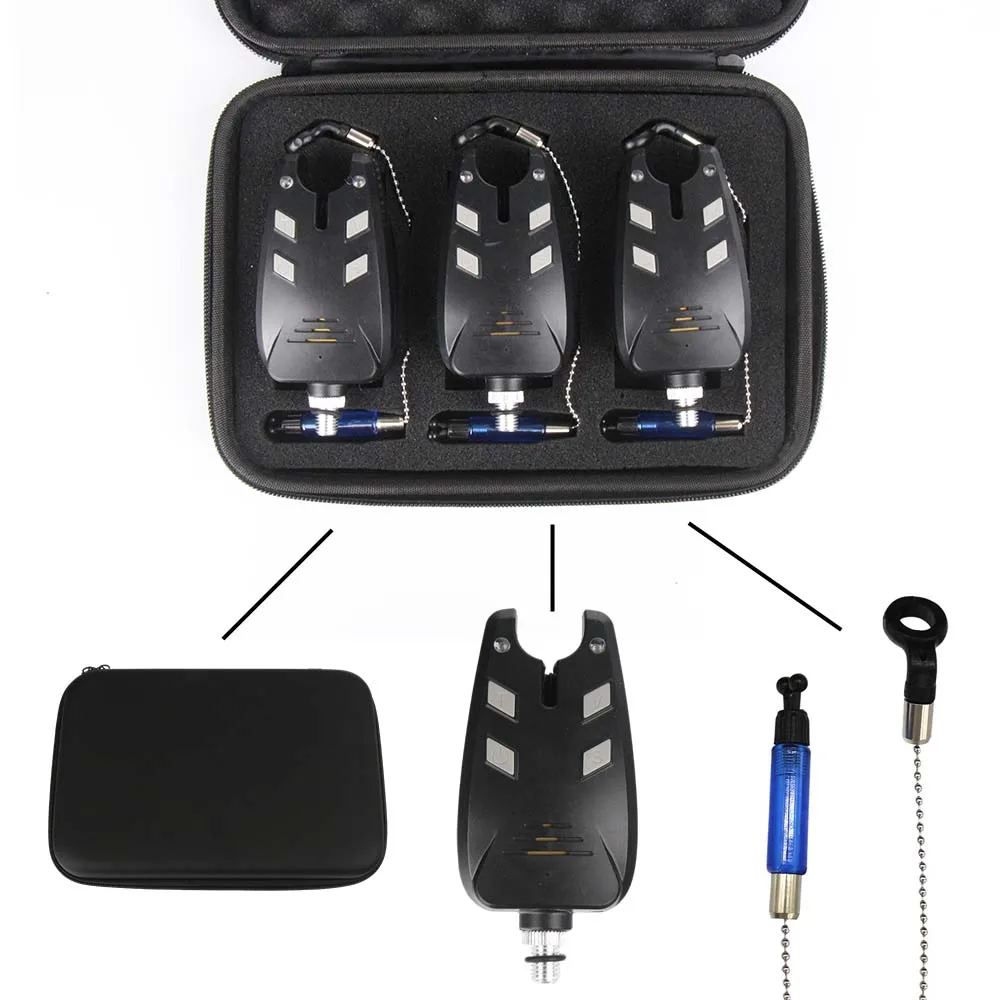 JSFUN-juegos de alarma de pesca digitales inalámbricos, kit de alerta de sonido para morder de pesca, indicador de alarma LED de color cambiable - imagen 3
