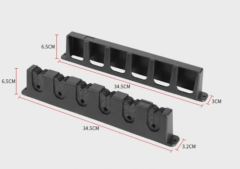 2 unids/lote soporte para caña de pescar 34cm 6 agujeros estante Vertical en pared señuelo caña de pescar soporte para caña telescópica mango red B523 - imagen 4