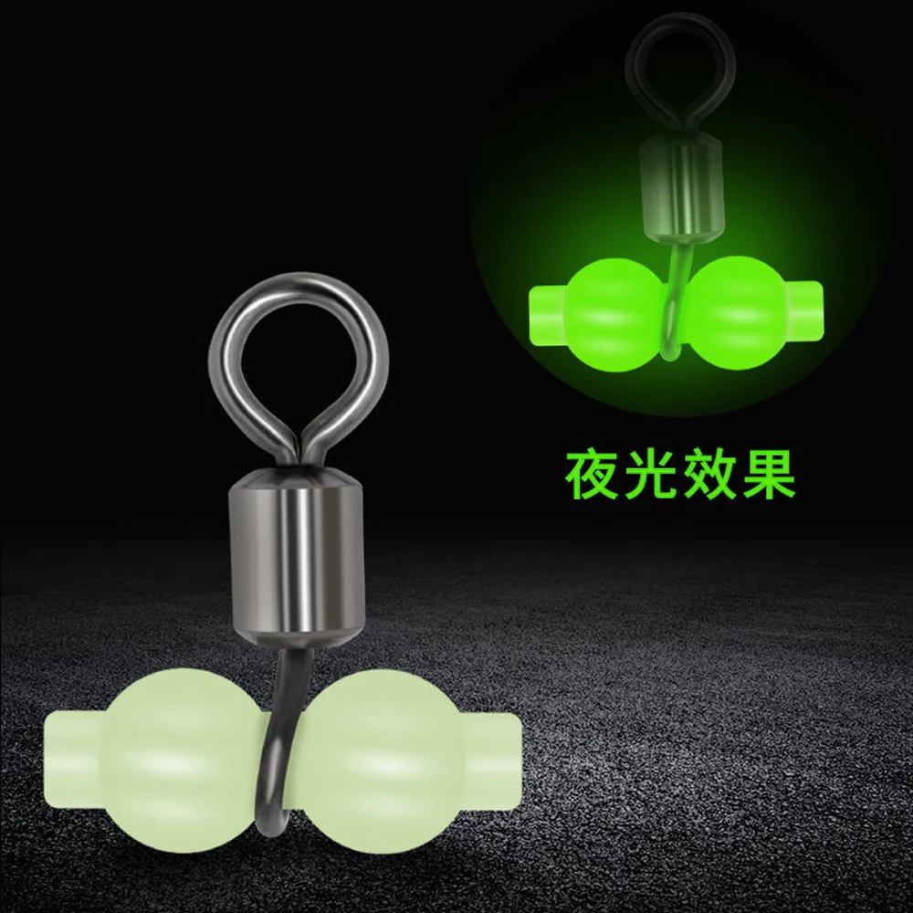 100 Uds. Giratorios de pesca duraderos luminosos de 3 vías accesorios de pesca en el mar conector giratorio anzuelo de pesca en el mar tamaño L M S - imagen 3