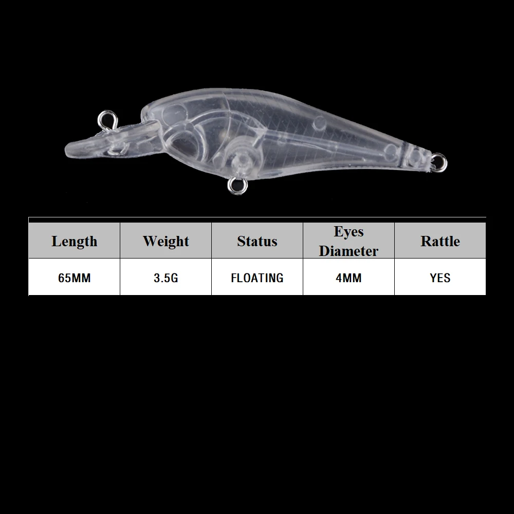 Chan'sHuang 20 piezas cebo en blanco sin pintar 65mm 3,5g sonajero flotante Mini Minnow DIY señuelo de pesca Artificial hecho a mano - imagen 3