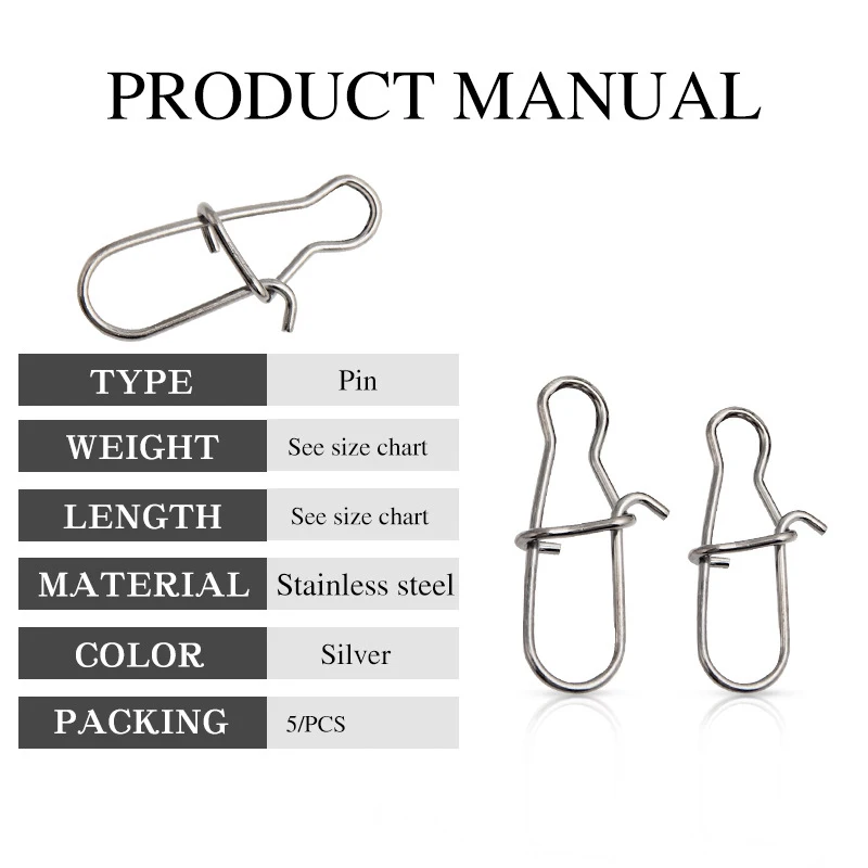 Pin de calabaza de Metal de alta resistencia, 5 piezas, Conector de broches de seguridad 13g, 15g, 17g, 20g, 25g, anzuelo de pesca, señuelo de pesca, cierre rápido con Clip - imagen 3