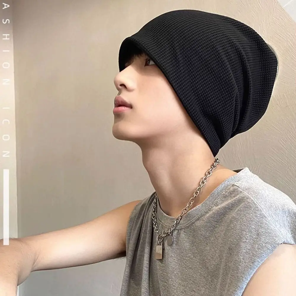 Gorros de punto informales Color sólido Gorro cálido a prueba de viento Gorro de punto para hombres