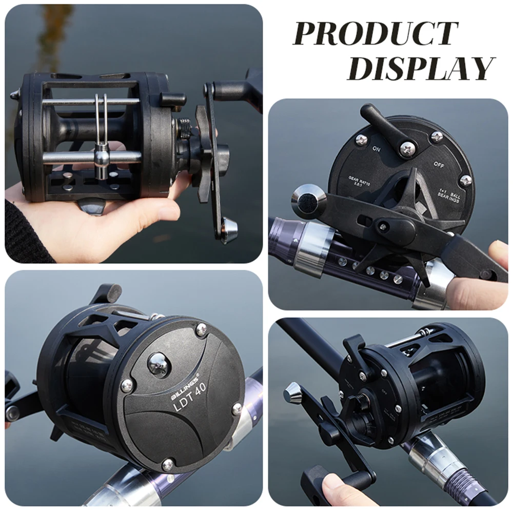 BILLINGS carrete de tambor de curricán de agua salada carrete de pesca de mar de fundición relación de engranaje 3,8: 1 carrete de Baitcasting redondo arrastre máximo de 15KG - imagen 4