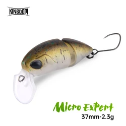 Kingdom Micro Expert-señuelo de pesca de pececillo flotante, 2,3g, 37mm, doble articulación, Topeater, cebos de pesca duros artificiales, trucha y lubina