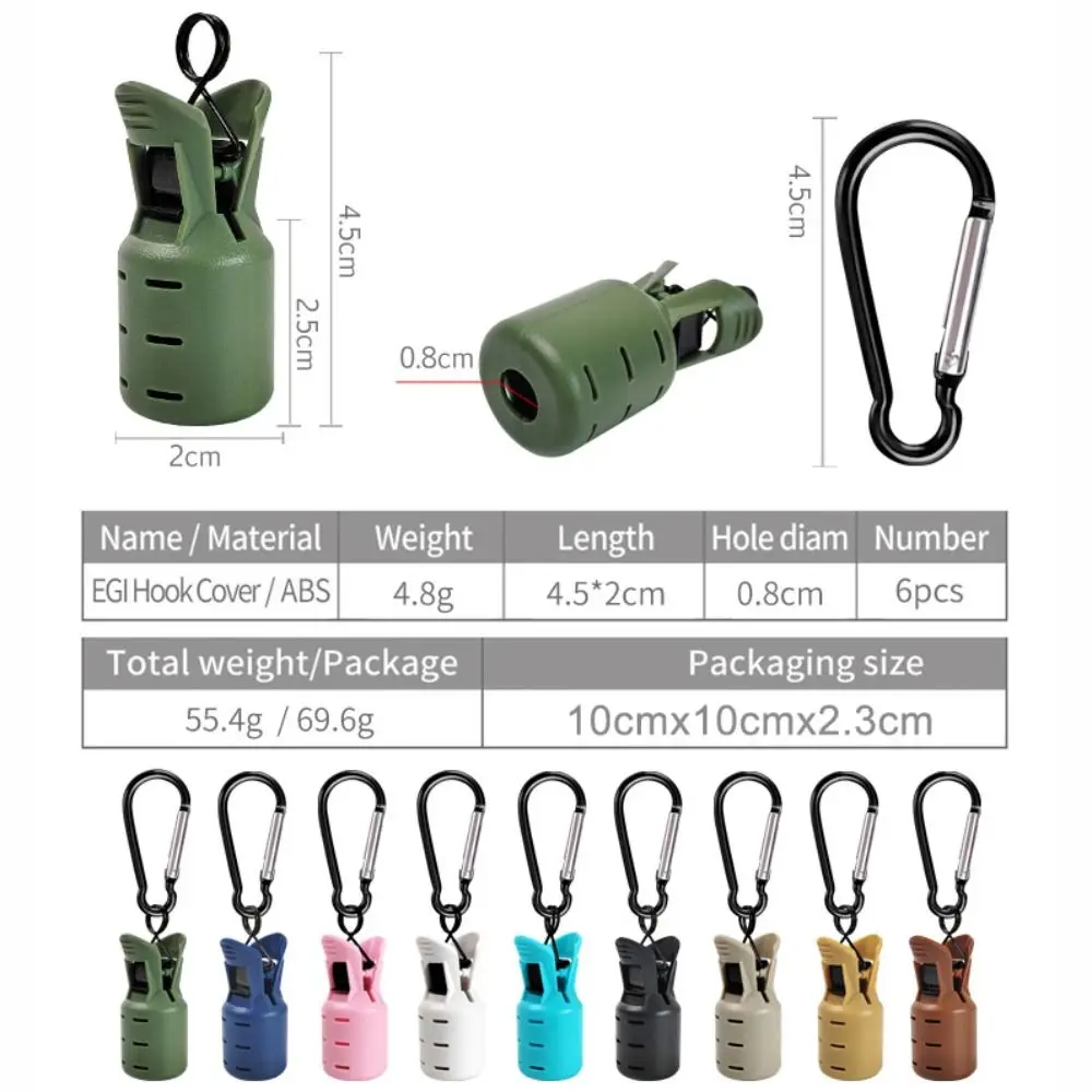 Kits de 6 uds. Prácticos plantilla de calamar de pulpo con mosquetón paraguas sepia señuelo gorra aparejos de pesca accesorios de pesca - imagen 5