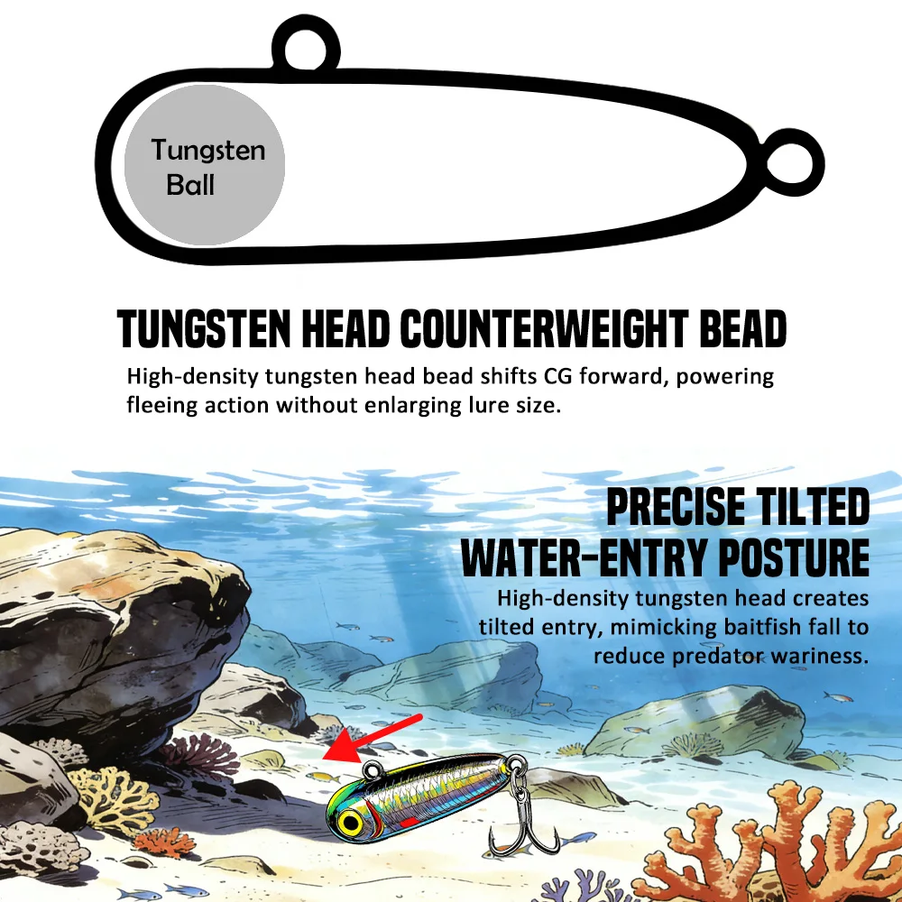 B&U Tungsten Sink Pencil Señuelo para Trucha – Anzuelo Triple - imagen 4