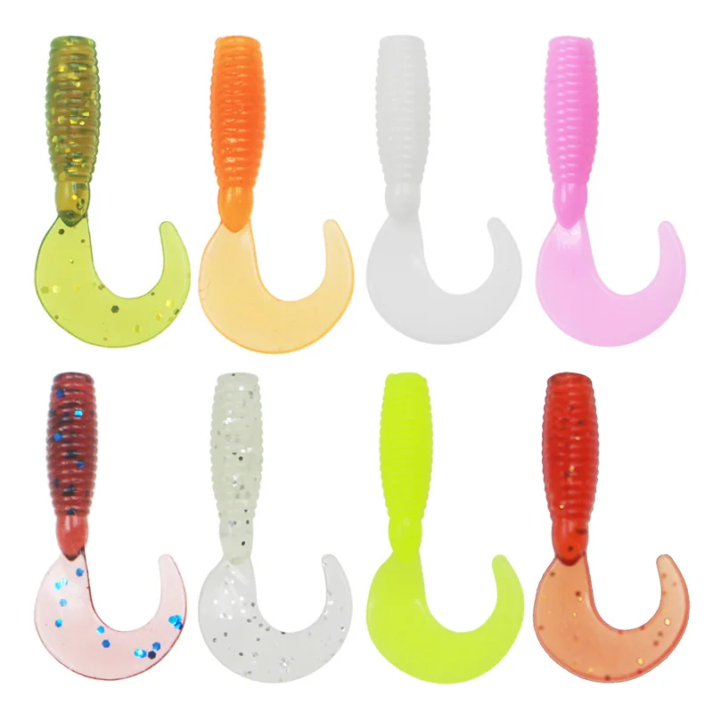 Sea.Yolo 10 unids/pack 3 cm/0,37g señuelo de pesca gusano cebo suave cola de gusano rizada única pesca en el mar cebo biónico Artificial - imagen 4