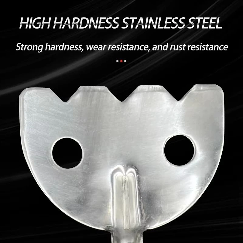 Pala de cebo para camarones de acero inoxidable, mango de madera, borde dentado, 2 agujeros, pala para camarones ajustable mixta, equipo de pesca con cebo - imagen 4