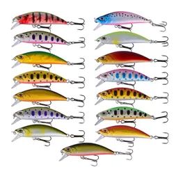 Señuelo de pesca de pececillo que se hunde, cebos duros artificiales, Crankbait, Wobblers, trucha, lubina, 15 Uds.