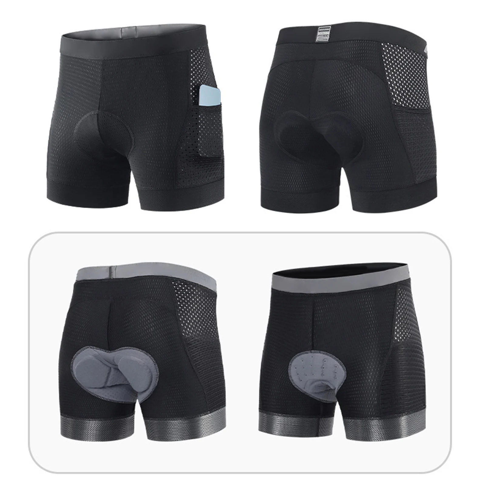 Pantalones cortos de bicicleta acolchados para hombre, pantalones cortos de montar con almohadilla de silicona transpirable de secado rápido y alta elasticidad - imagen 3
