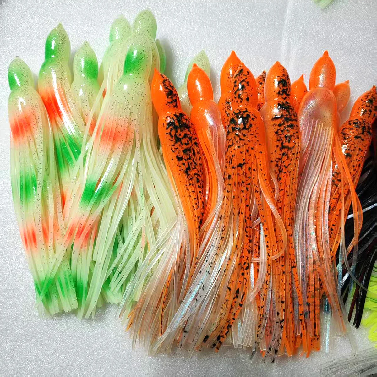 1 unidad de faldas de calamar de repuesto de 9 ", señuelo Marlin atún Wahoo, gran juego, señuelo de pesca en alta mar, cebo de falda de pulpo de curricán suave - imagen 2