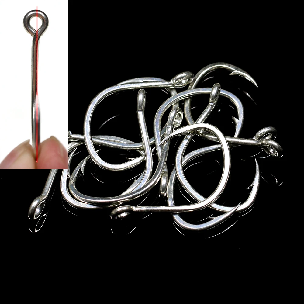 ICERIO 50PCS Bright Tin Anti-rust Saltwater Fishhooks High Carbon Steel Barbed Fishhook Assist Jigging Lure Hook - imagen 3
